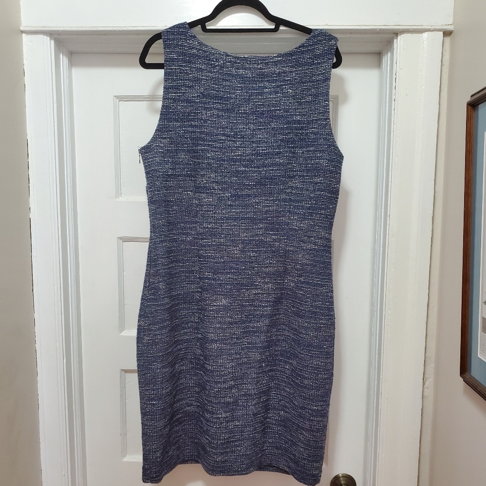 Banana Republic Blue White Silver textured Sheath
